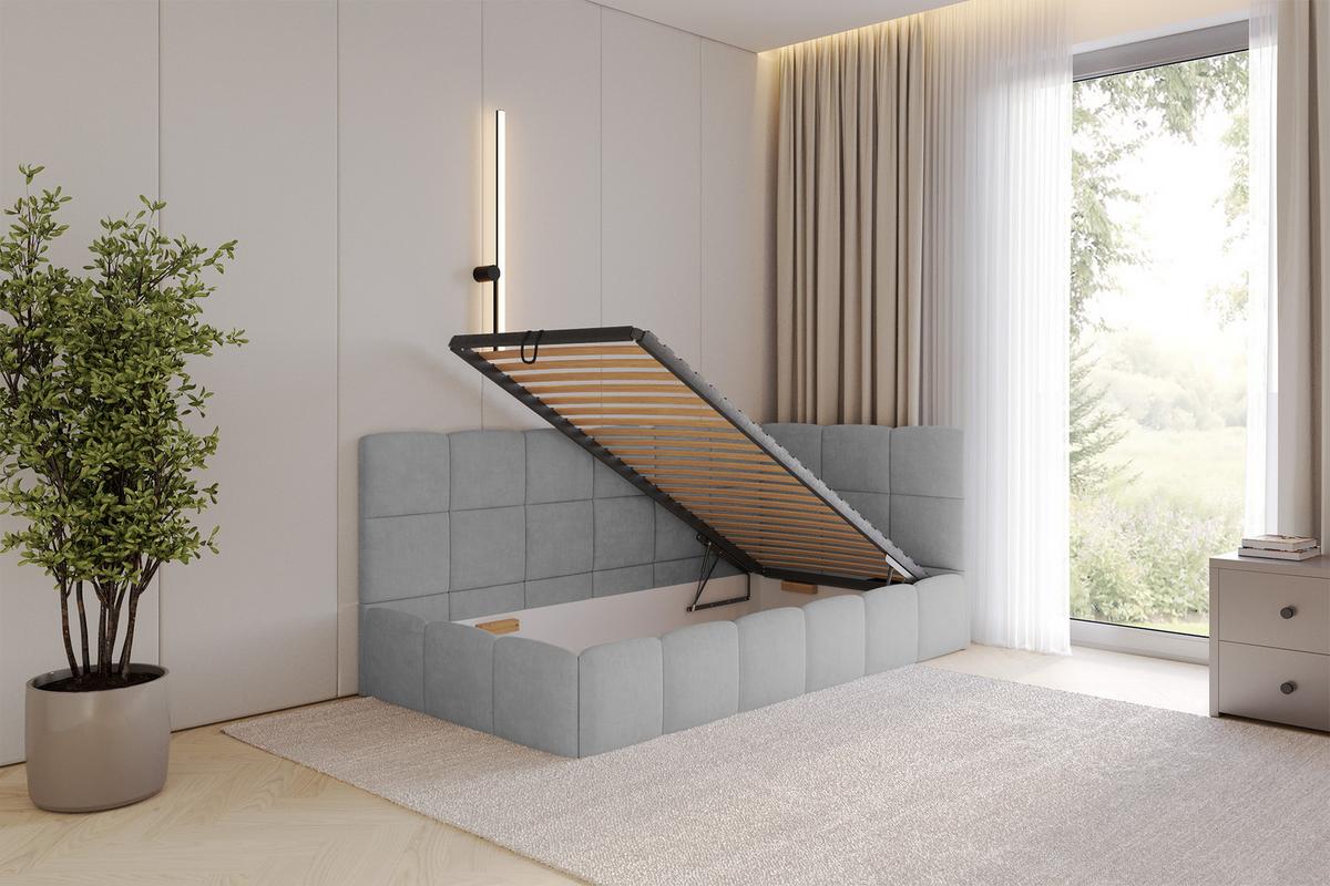 EINZELBETT Jugendbett mit Bettkasten Links, ohne Matratze - LIVY 100x200 Grau - Anthrazit, Holzwerkstoff/Textil (100/200cm) - ALTDECOR