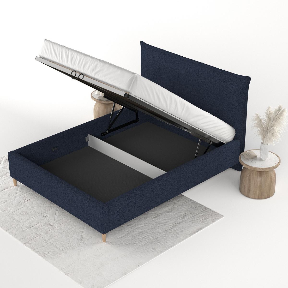POLSTERBETT Plaza 180/200 cm Marineblau im Riva Stoff - Naturfarben/Dunkelblau, Holz/Holzwerkstoff (180/200cm) - AltaBeds