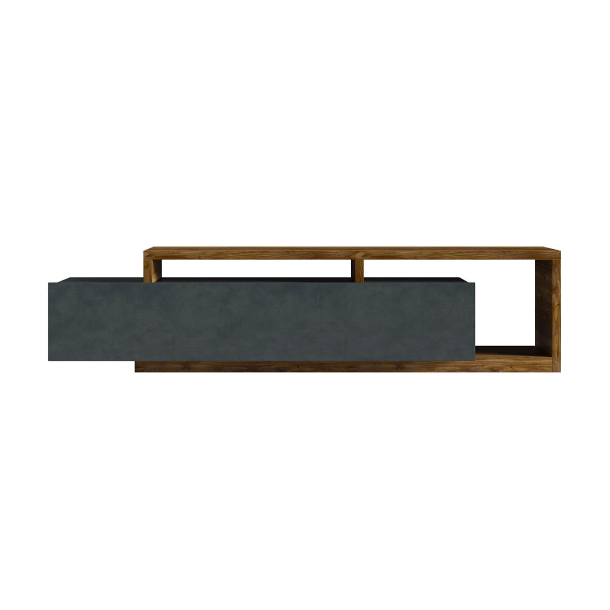 TV-MÖBEL Ilyes Grau und Holz - Grau, Holzwerkstoff (219/25/45cm) - Petits-meubles