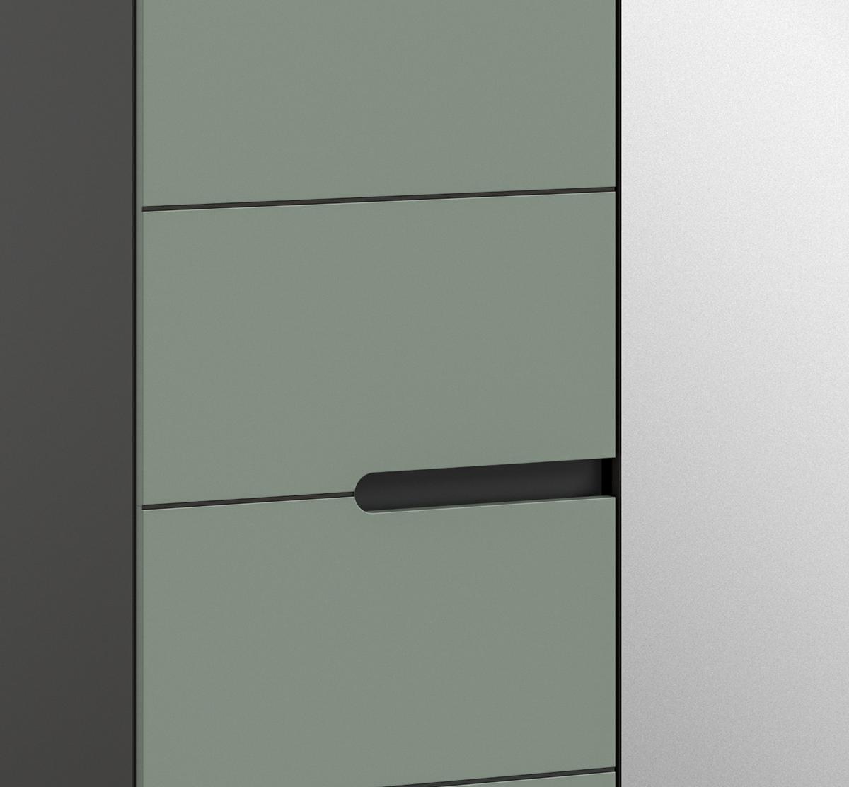 GARDEROBENSCHRANK Salbei Grün und Basalt Grau, Schuhschrank 65 x 190 cm, variable Inneneinteilung und Soft-Close - Salbeigrün/Schwarz, Holzwerkstoff/Kunststoff (65/190/37cm) - Inn.Furn