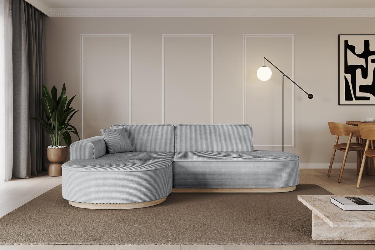 ECKSOFA Ottomane Links MARI-L1-v1 - 243x171x83 cm Grau Cord - Grau, Holzwerkstoff/Textil (243/171cm) - ALTDECOR