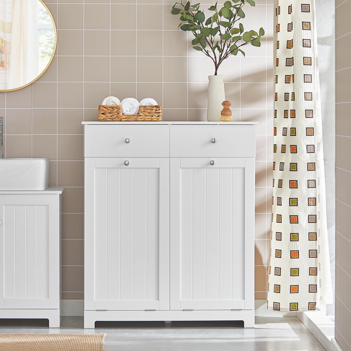 WÄSCHESCHRANK Weiß - Weiß, Holzwerkstoff (78/90/38cm) - SoBuy