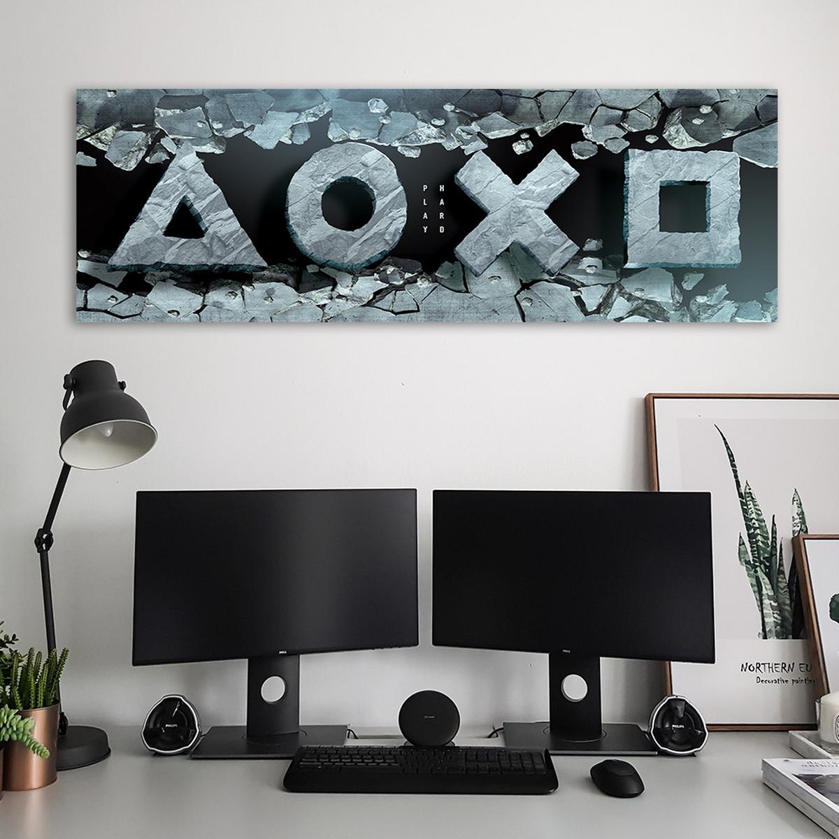 WANDBILD spielkonsole für gamers - Multicolor, Textil (90/30cm) - Feeby