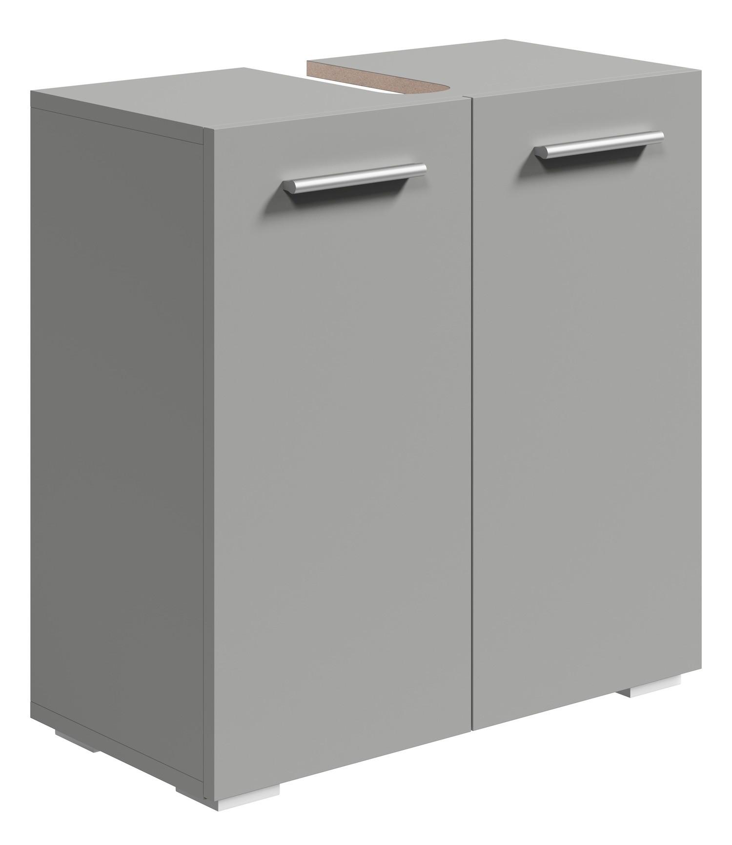 WASCHBECKENUNTERSCHRANK Jupiter 2 Türen Grau Matt - 60 x 30 x 60 cm - Hellgrau, Holz (60/60/30cm) - Badplaats