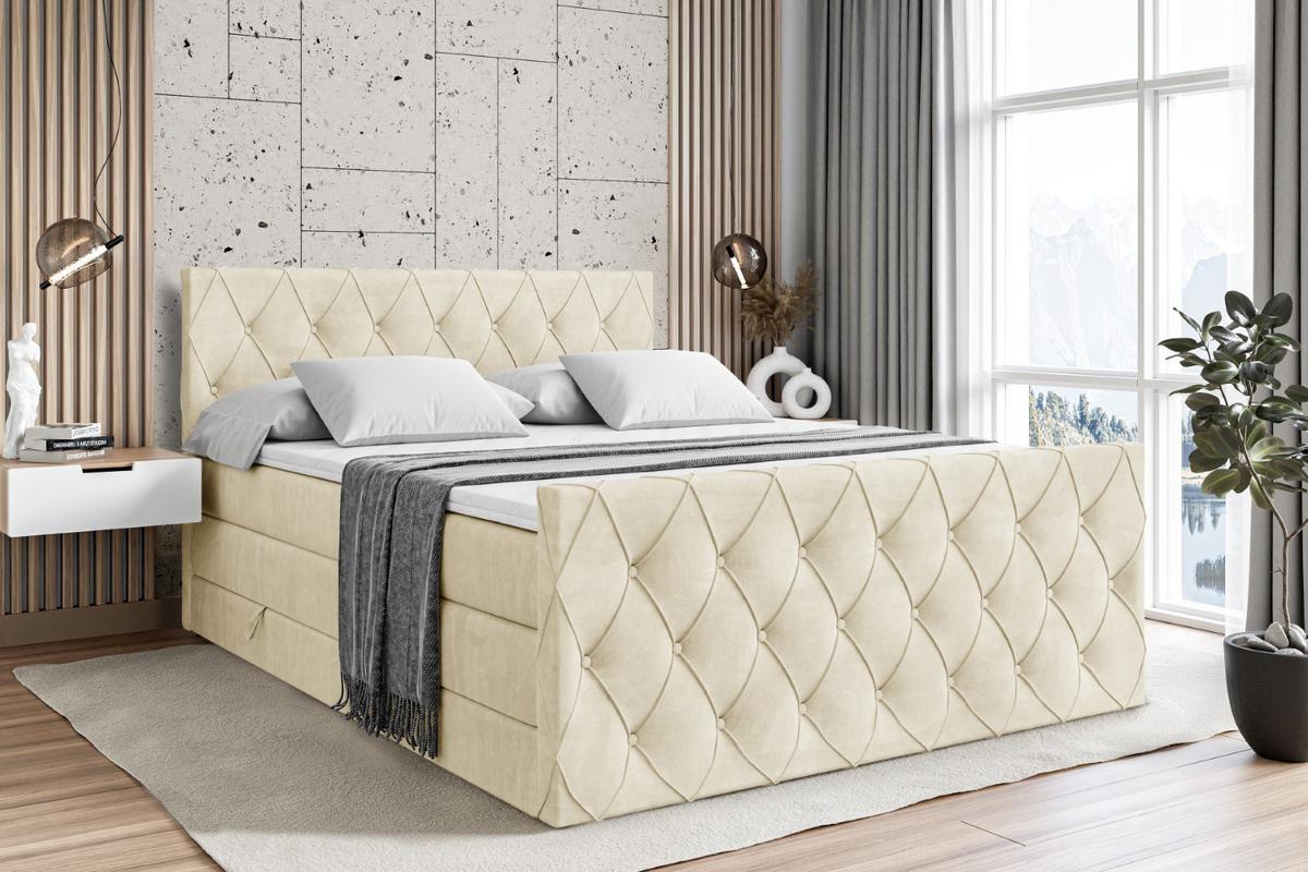 BOXSPRINGBETT AMAY-Z KING - 140x200 - H3/H4 - Beige - Beige, Holzwerkstoff (140/200cm) - ALTDECOR