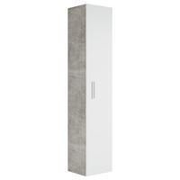BADEZIMMERSCHRANK Pluto mit 1 Tür Beton Grau - 30 x 30 x 150 cm - Weiß/Grau, Holz (30/150/30cm) - Badplaats