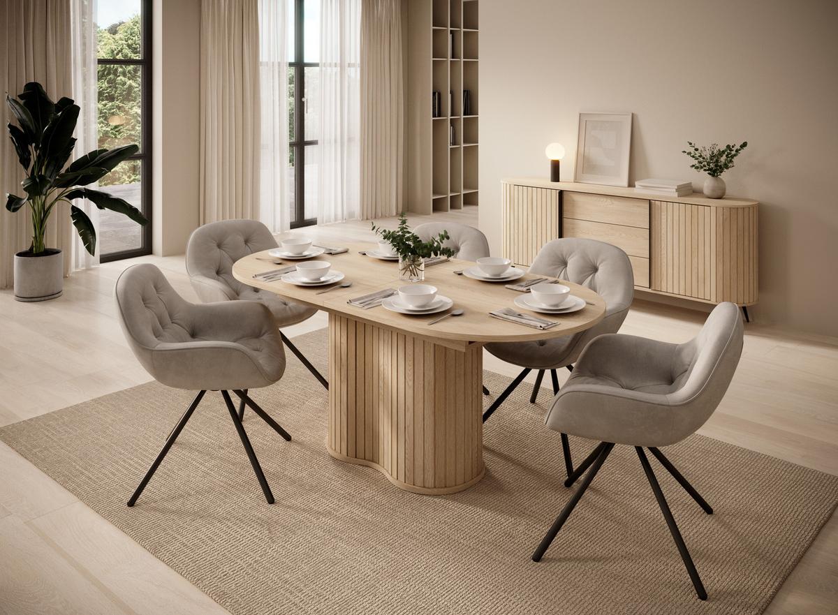 ESSTISCH CARA Ausziehbar 180 - 220 / 90 x 76 cm - Eichefarben/Eiche San Remo, Holz (180/90/76cm) - MASSENO
