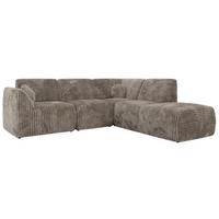 ECKSOFA NOARA 5M L Hellbraun Cord - Rechts - Hellbraun/Schwarz, Kunststoff/Textil (267/244cm) - MKS