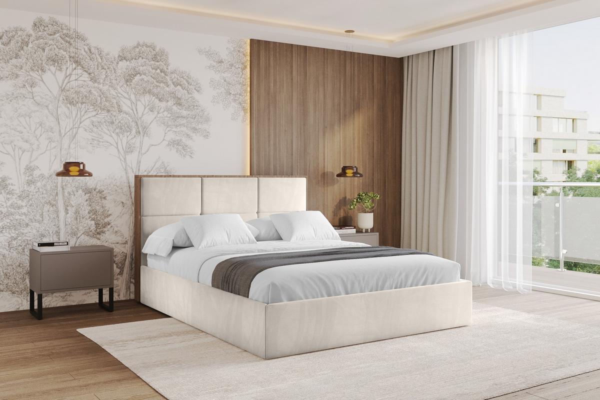 POLSTERBETT mit Bettkasten und Lattenrost, Boxbett ohne Matratze - LILA 140x200 Beige - Greige, Holzwerkstoff/Textil (140/200cm) - ALTDECOR