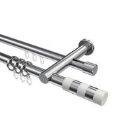GARDINENSTANGE RUNDROHR-INNENLAUF Platon Mavell 480 cm (geteilt in 3 x 160 cm), 2-läufig, 20 mm Ø Chrom - Chromfarben/Weiß, Metall (480cm) - INTERDECO