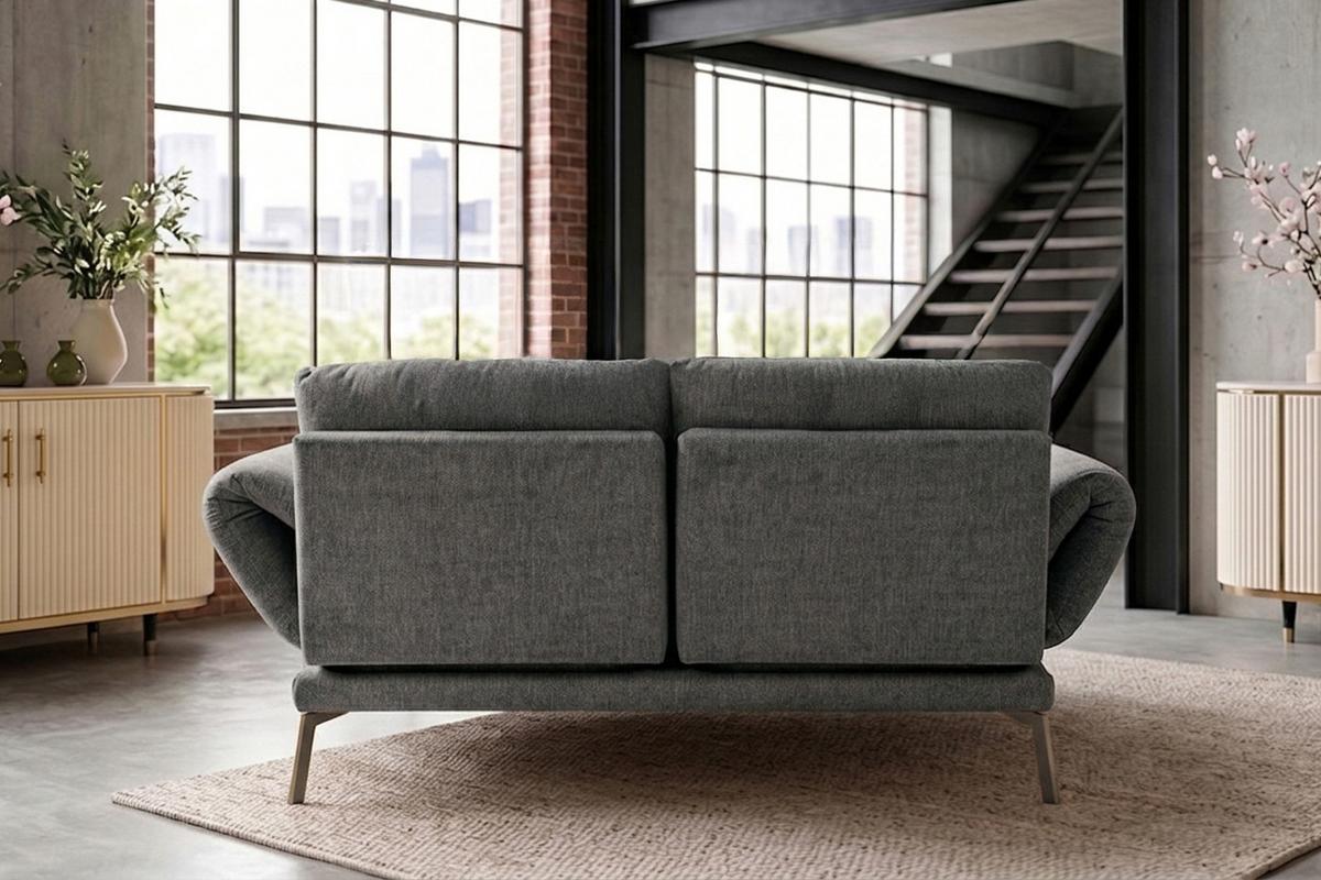 SOFA HOLLY Anthrazit Flachgewebe - Anthrazit/Braun, Textil/Metall (176/90/92cm) - KAWOLA