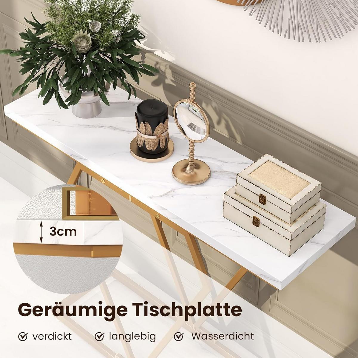 KONSOLENTISCH 80cm Weiß - Weiß, Metall (30/100/80cm) - COSTWAY