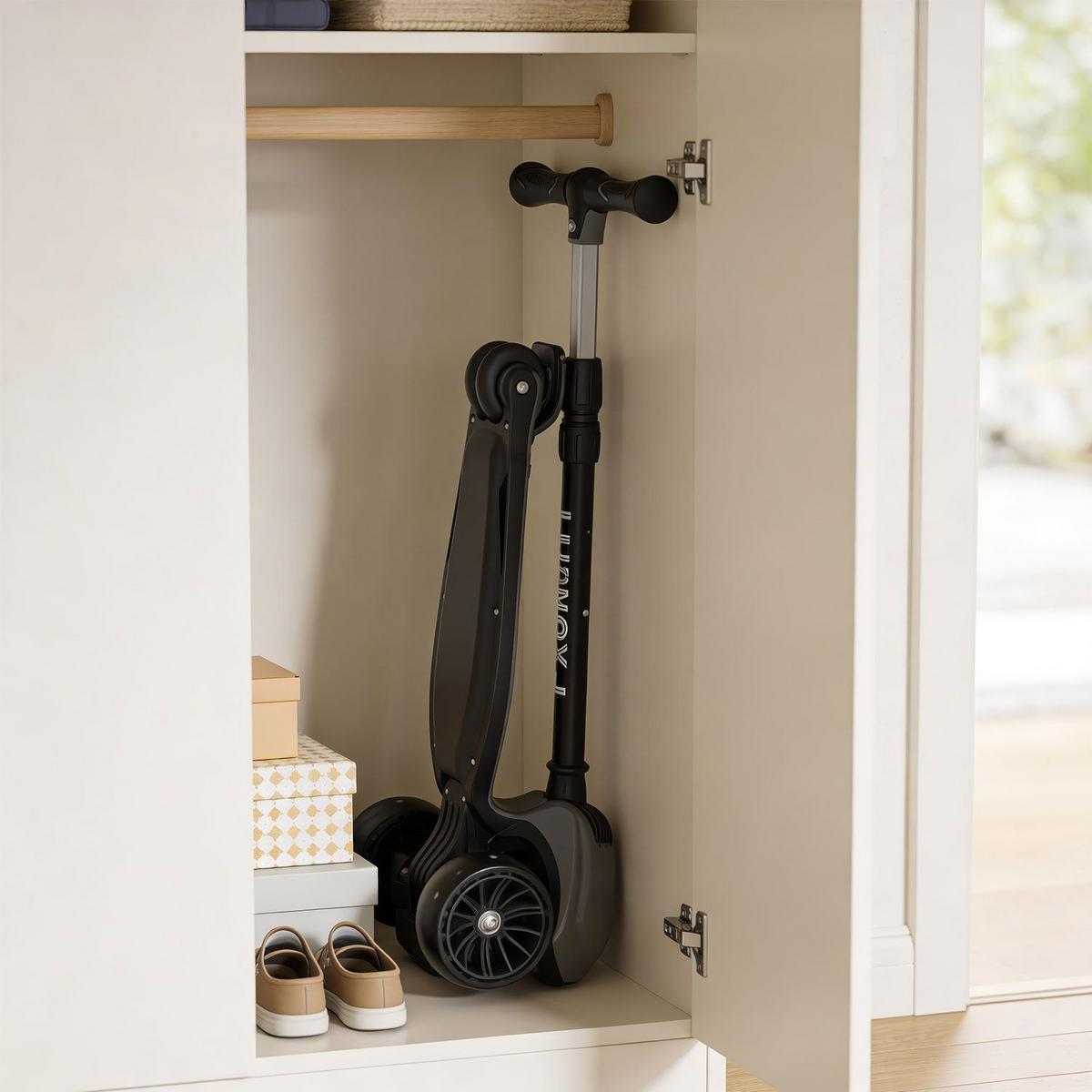 KINDERROLLER Lumox höhenverstellbarer Lenker inkl. Leuchtränder schwarz - Schwarz, Metall (28/59cm) - Juskys