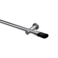GARDINENSTANGE Platon Verano 600 cm (geteilt in 3 x 200 cm), 1-läufig (ohne Ringe), 20 mm Ø Chrom - Chromfarben/Schwarz, Metall (600cm) - INTERDECO