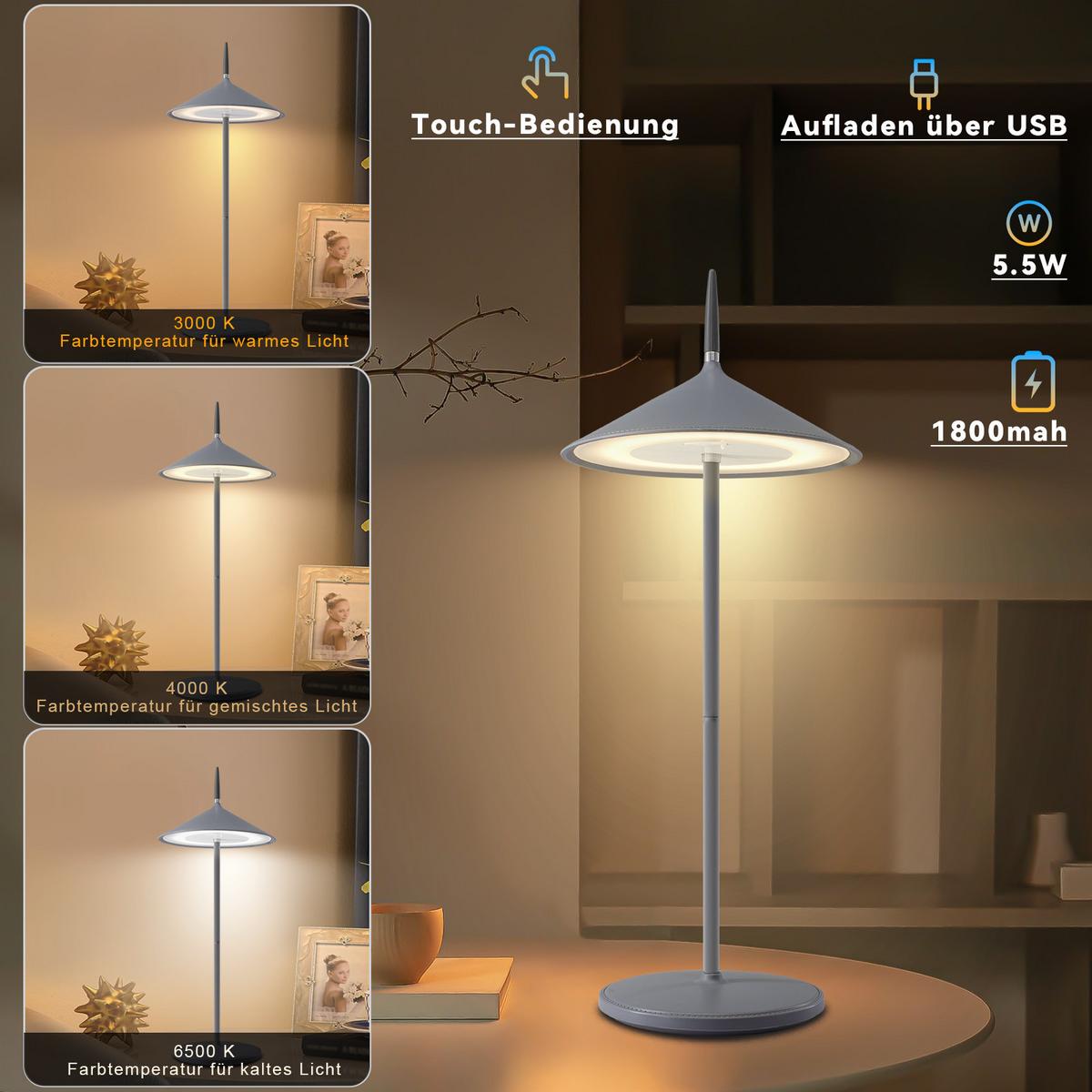 TISCHLEUCHTE Funkelmann 15.4/11.5/37.6 cm - Dunkelgrau, Kunststoff/Metall (15.4/11.5/37.6cm) - ZMH