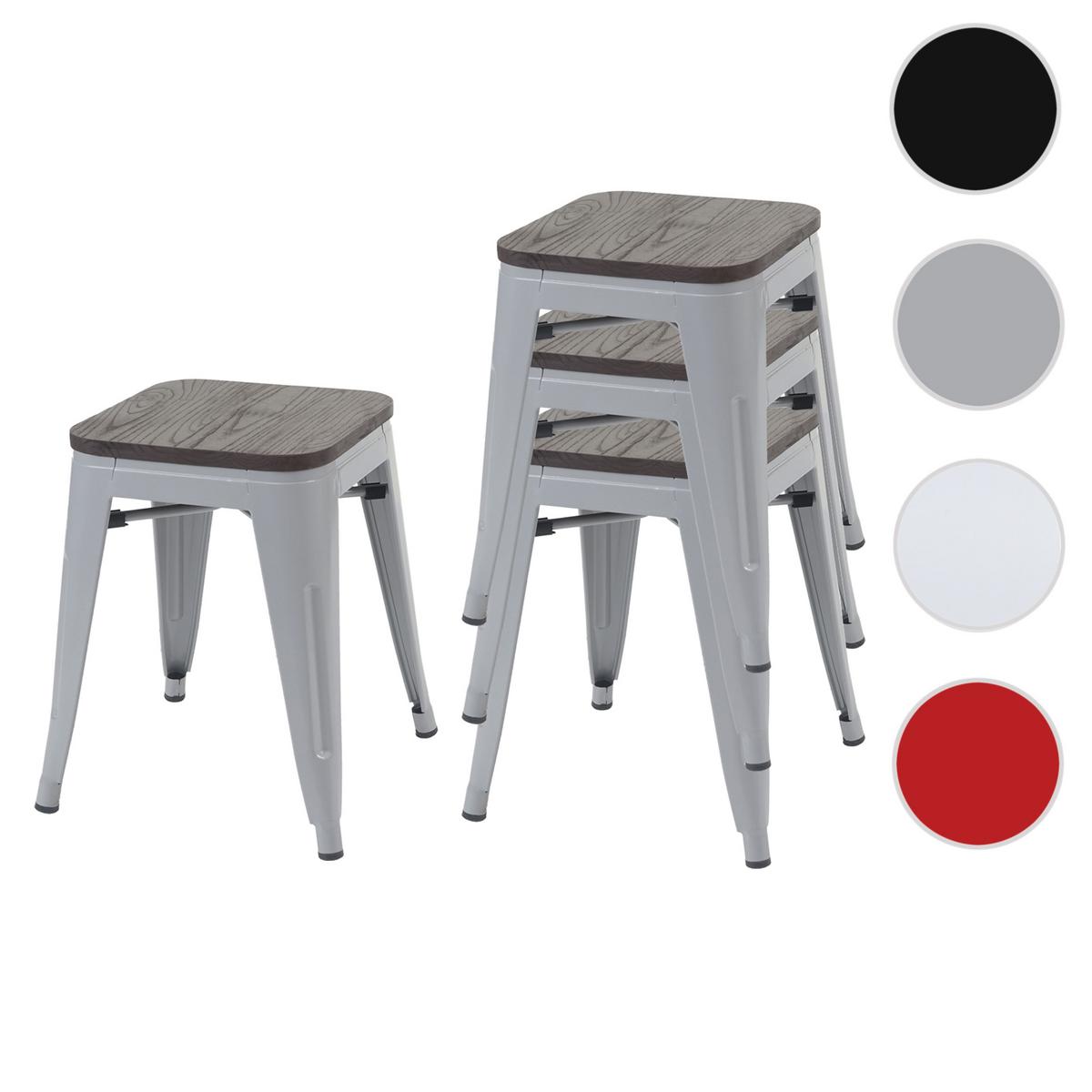 HOCKER HOLZ-SITZFLÄCHE Grau 4er-Set - Grau, Holz (39/45/39cm) - MCW