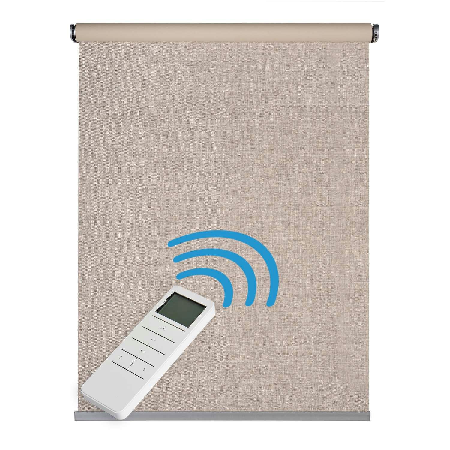 ROLLO motorisiert Beige, 100 x 250 cm - Beige, Kunststoff (100/250cm) - STORESDECO