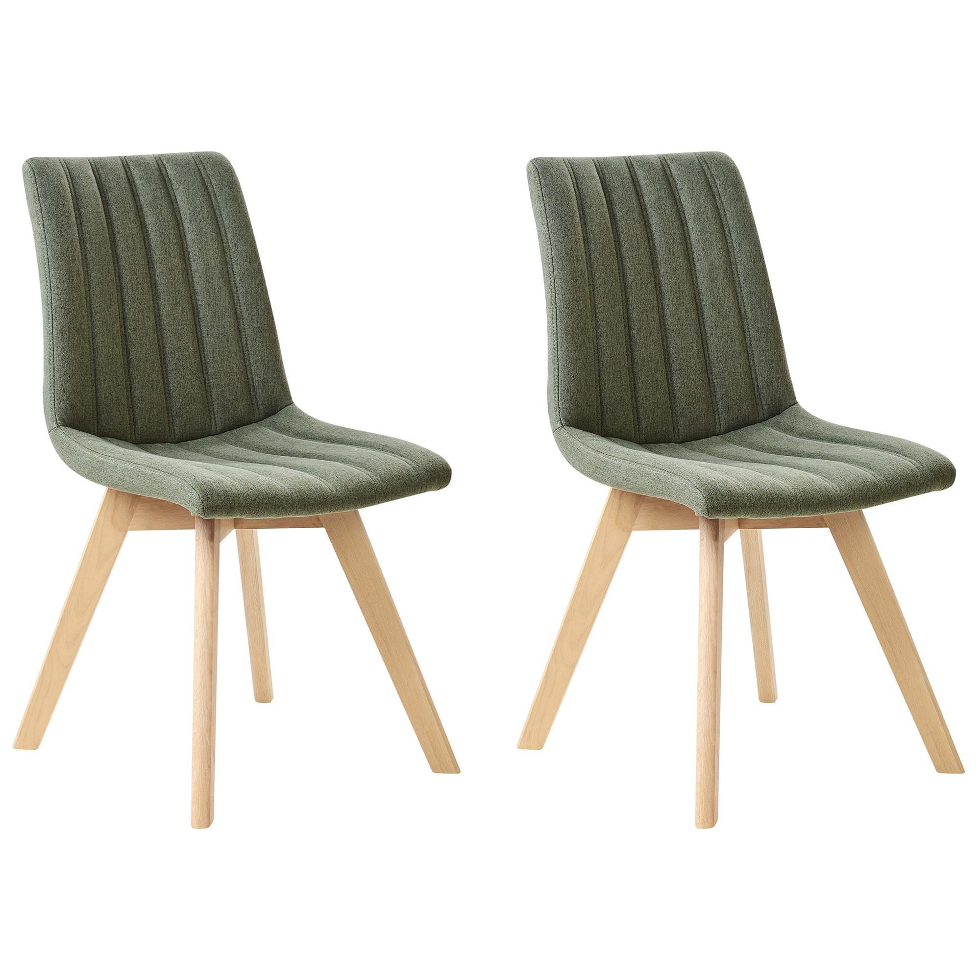 ESSZIMMERSTUHL 2er-Set Dunkelgrün Calgary - Dunkelgrün/Braun, Textil (48/86/56cm) - Beliani