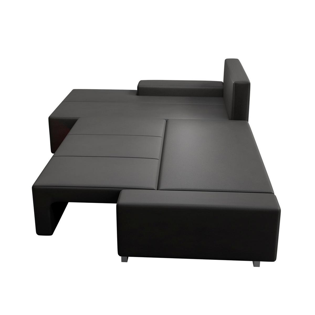 SOFA Davos mit Ottomane links dunkelgrau inkl LED - Dunkelgrau, Textil (260/180cm) - Juskys