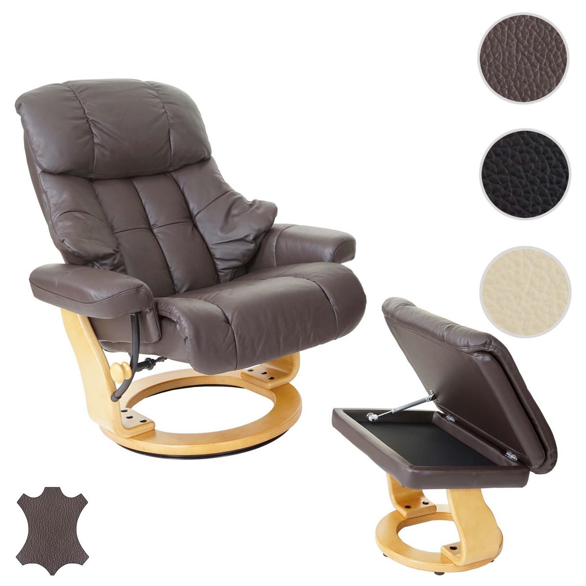 RELAXSESSEL XXL MIT HOCKER Braun - Braun, Leder (97/112/88cm) - MCA