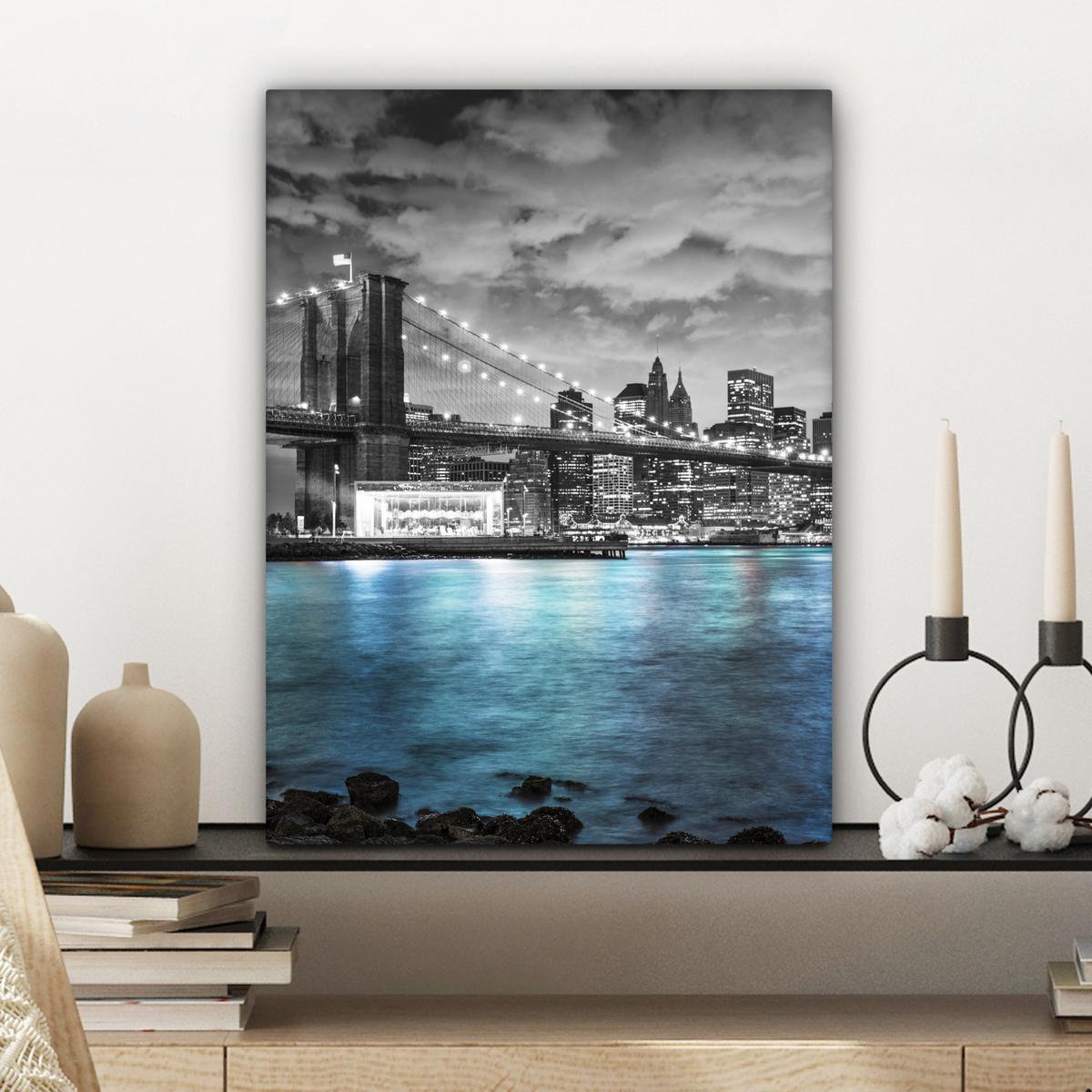 LEINWANDBILD New York - Skyline - Stadt - Blau Room Decor 30x40 cm - Blaugrau, Textil (30/40cm) - MuchoWow