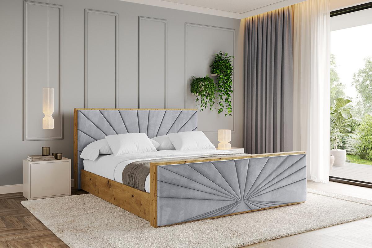 POLSTERBETT mit Bettkasten, Fußteil und Lattenrost, Boxbett mit Matratze H3/H4 - ENZO6-Z 160x200 Hellgrau - Hellgrau, Holzwerkstoff/Textil (160/200cm) - ALTDECOR