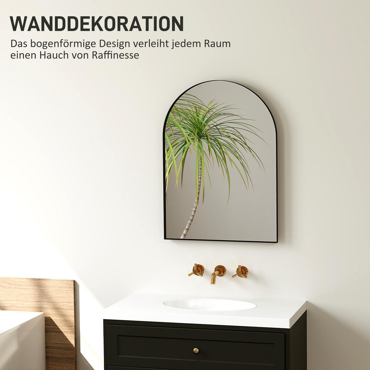 BADSPIEGEL 50 x 70 cm Spiegel mit Splitterschutzfolie, Schwarz - Schwarz, Glas (3/70/50cm) - HOMCOM