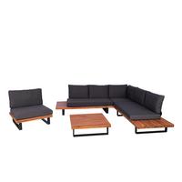 GARTEN-GARNITUR Schwarz, Dunkelbraun, Grau - Dunkelbraun/Schwarz, Holz - MCW
