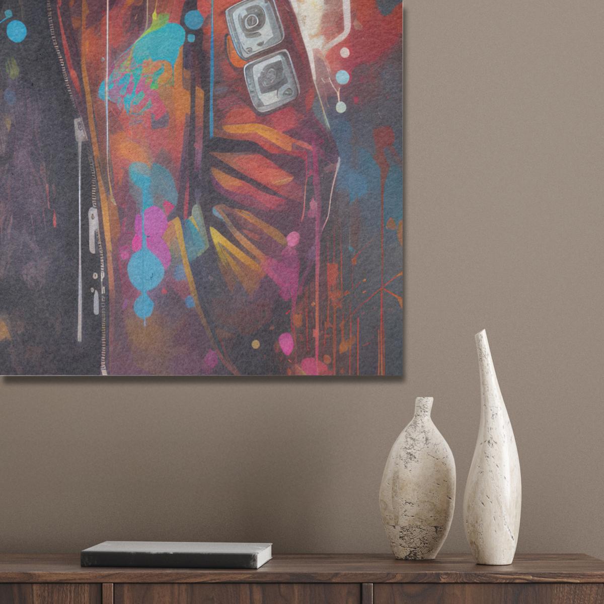 AKUSTIKBILD Panda - Jacke - Graffiti - Orange Wanddeko 70x100 cm - Orange, Kunststoff (70/100/0.9cm) - MuchoWow