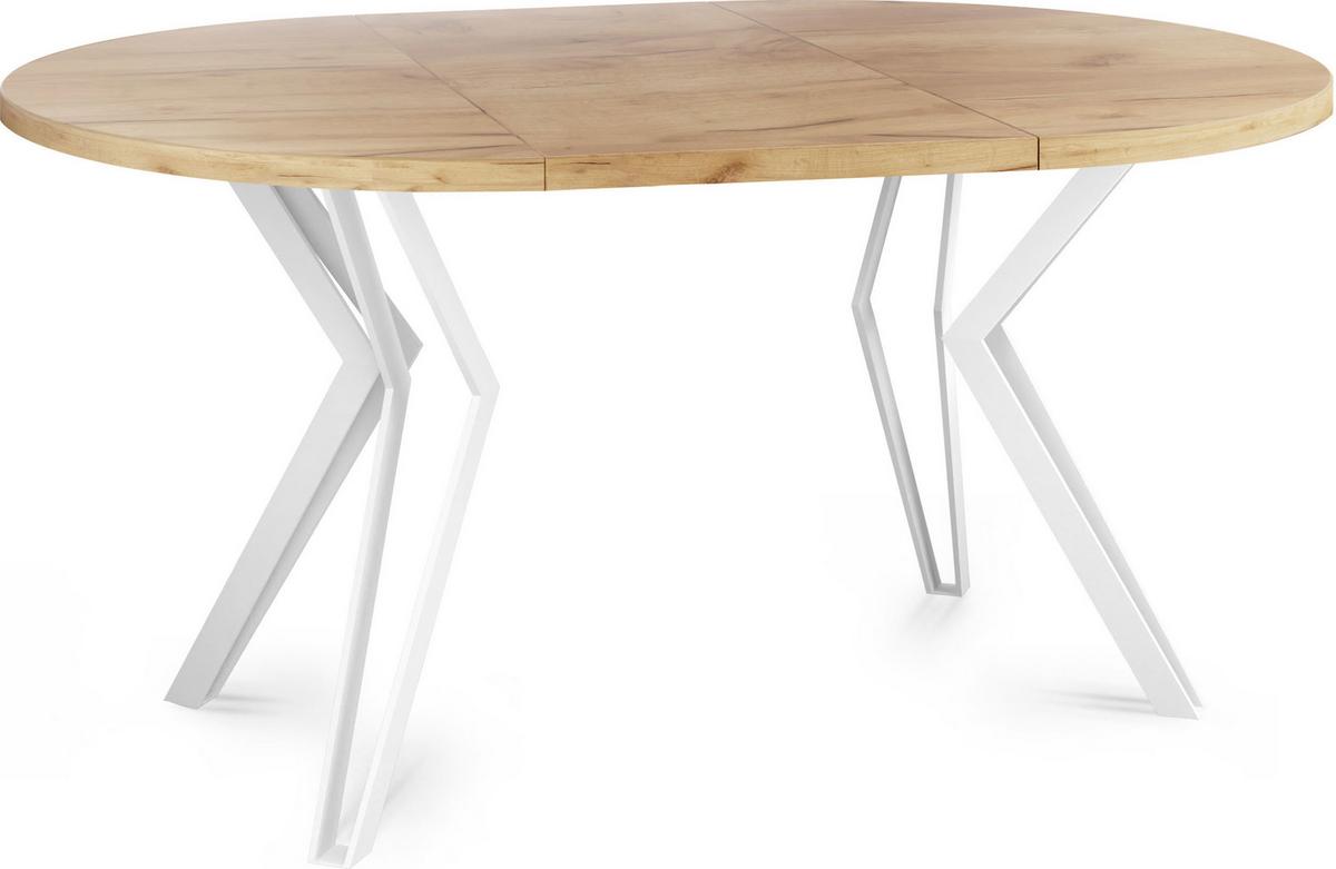 ESSTISCH Austin runder ausziehbarer, Craft Eiche 120-200/100/76 cm - Eiche Wotan/Weiß, Holzwerkstoff/Metall (120/200/76cm) - WFL GROUP