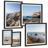 BILDER SET 5er Set - 50x50 cm & 20x30 cm & 40x60 cm Schwarzer Rahmen - Naturlandschaft der Bergseen - Schwarz, Kunststoff (40/60cm) - TULUP