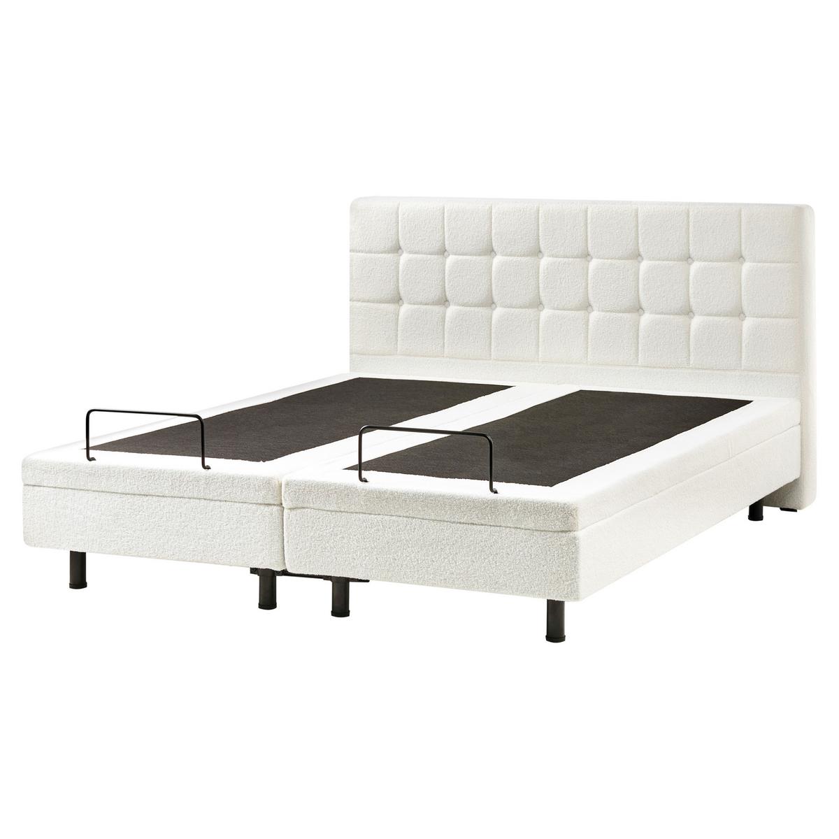 BETT verstellbar 160/200 cm Bouclé Cremeweiß Duke - Creme, Textil (160/200cm) - Beliani