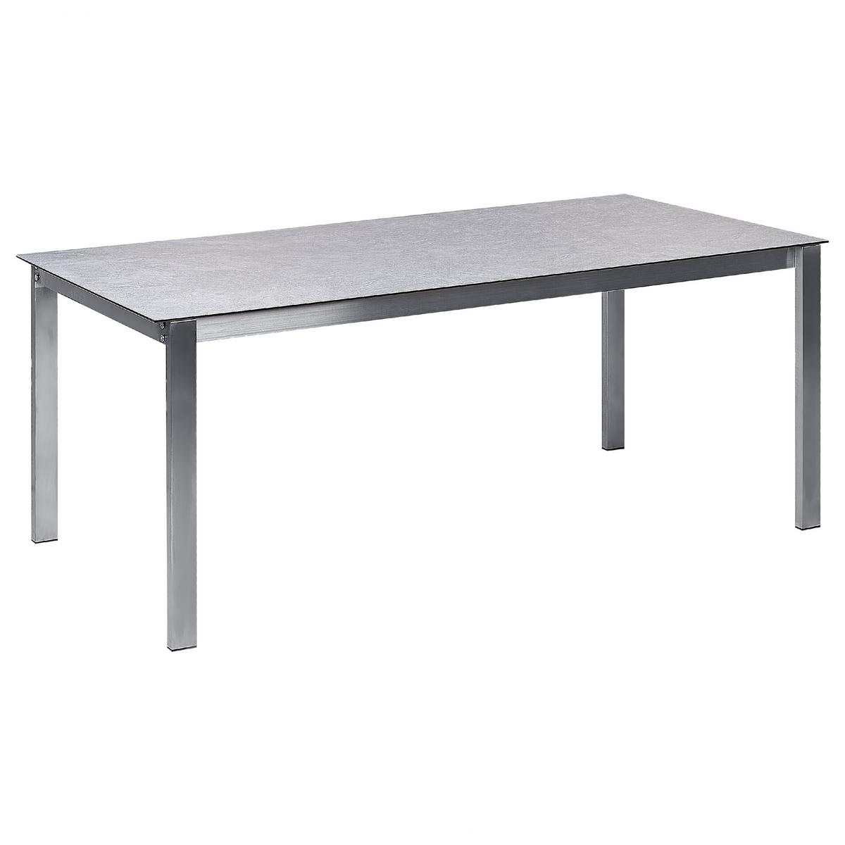 GARTENTISCH Keramik-Glas grau 180/90 cm Cosoleto - Silberfarben/Grau, Glas (180/90/75cm) - Beliani