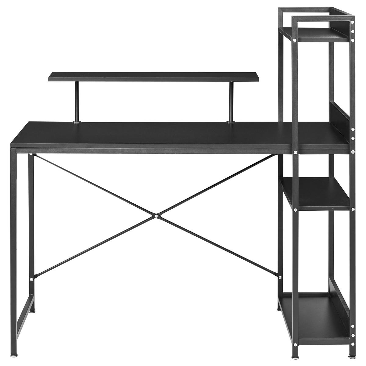SCHREIBTISCH Schwarz 120/64 cm mit Fächern Biloxy - Schwarz, Holzwerkstoff (64/120/120cm) - Beliani