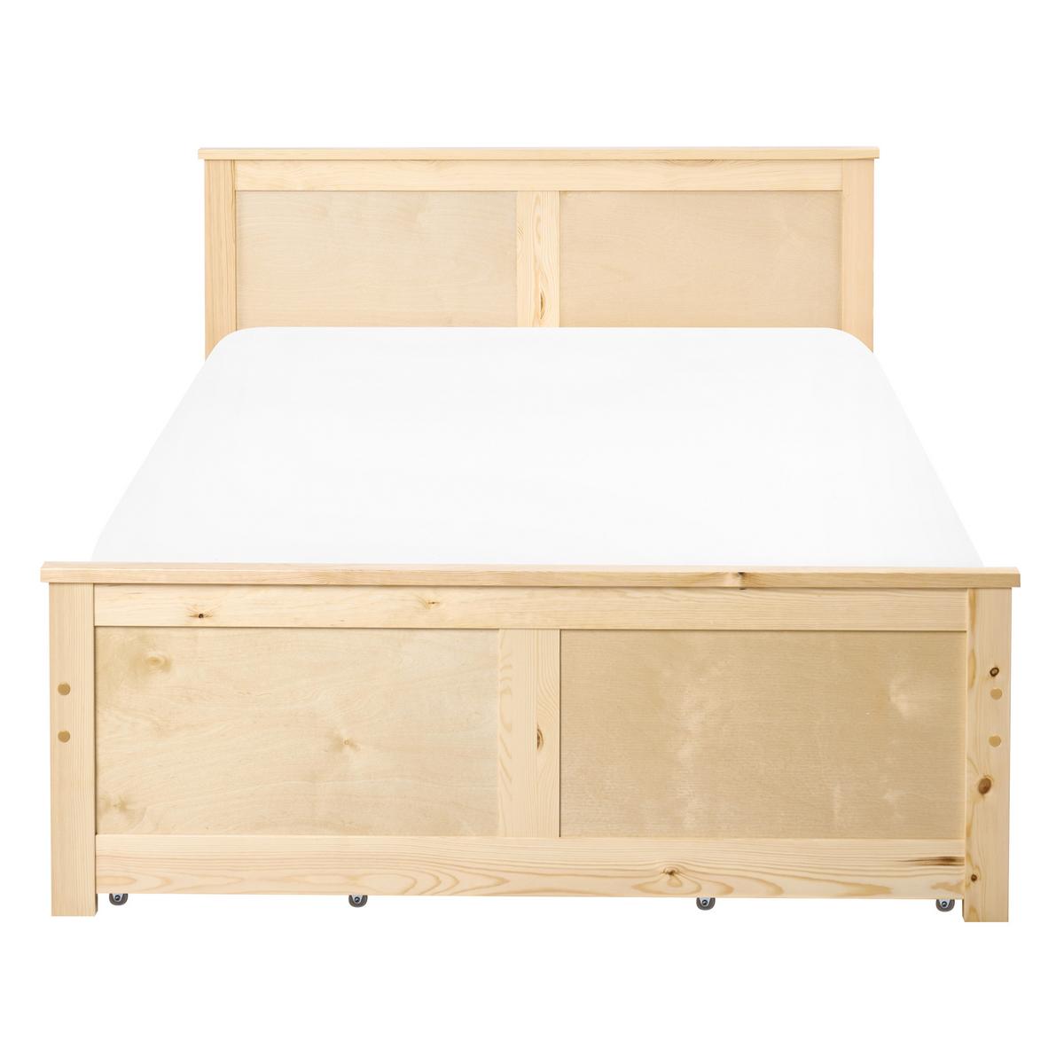 BETT mit 4 Schubladen 120/200 cm Kiefernholz Hellbraun Dauphin - Hellbraun, Holz (120/200cm) - Beliani
