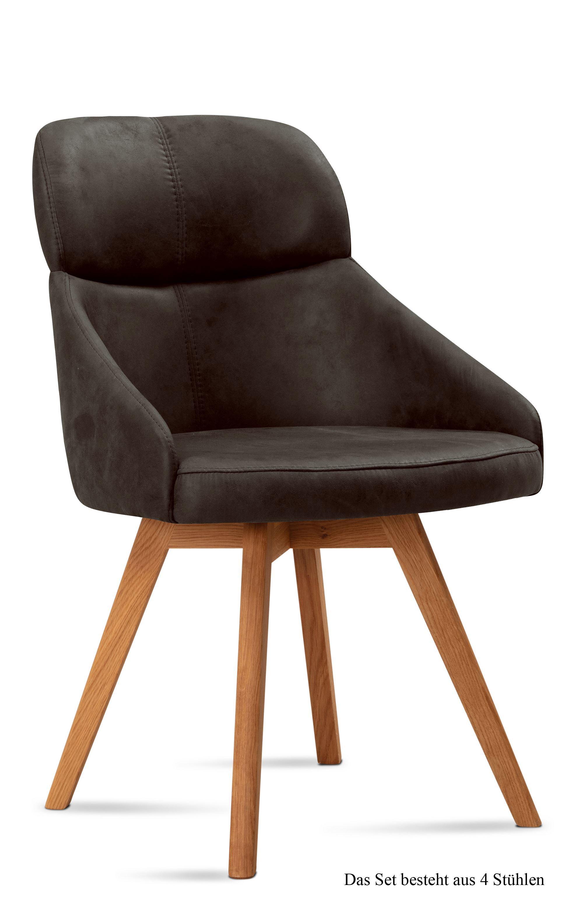 ESSZIMMERSTUHL (4er-Set) Donna 52x82x63 Eiche geölt/Espresso - Eichefarben/Dunkelbraun, Kunststoff (63/82/52cm) - 58aufmkessel