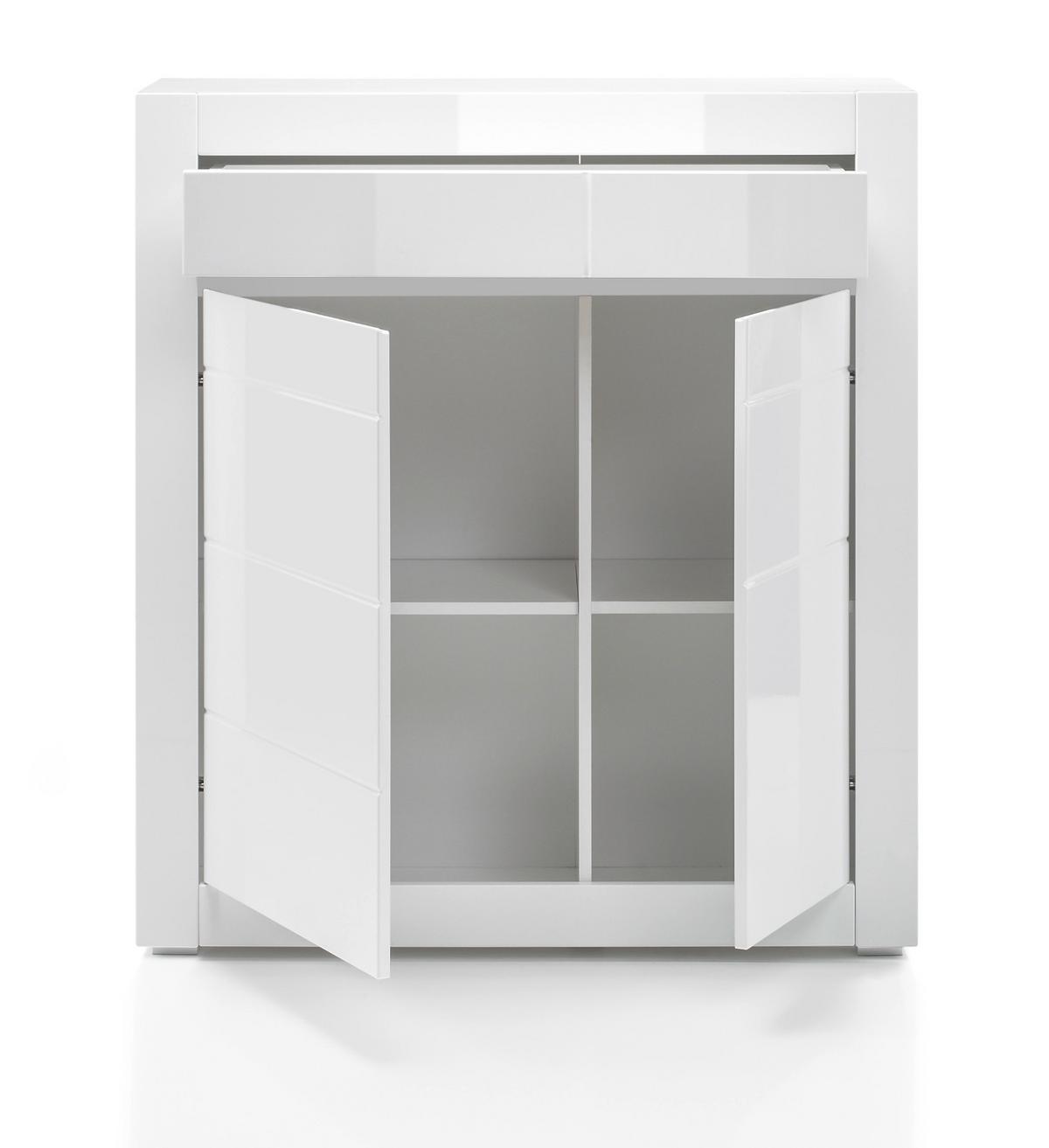 KOMMODE Hochglanz weiß, Highboard 100 x 112 cm mit Soft-Close - Weiß Hochglanz/Weiß, Holzwerkstoff/Kunststoff (100/112/35cm) - Furn.Design