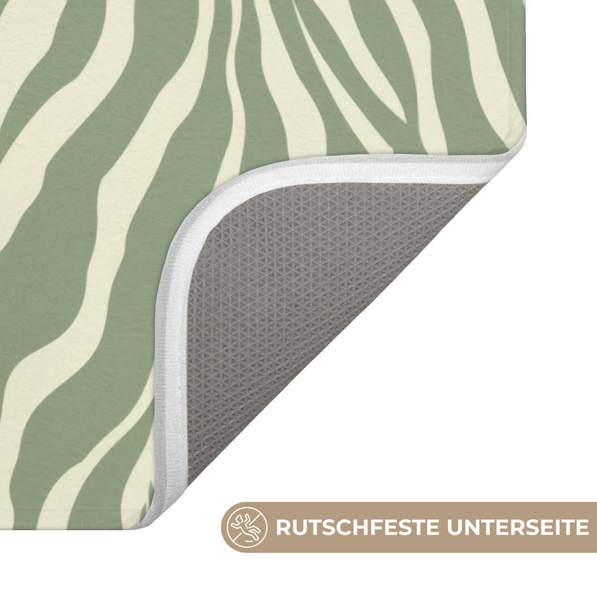 BADEMATTE Zebra - Motiv - Grün 80x50 cm - Salbeigrün, Textil (80/50cm) - OnlyWow