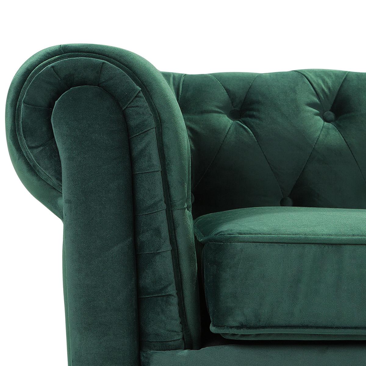 SESSEL Samtstoff grün Chesterfield - Dunkelbraun/Grün, Textil (110/70/75cm) - Beliani