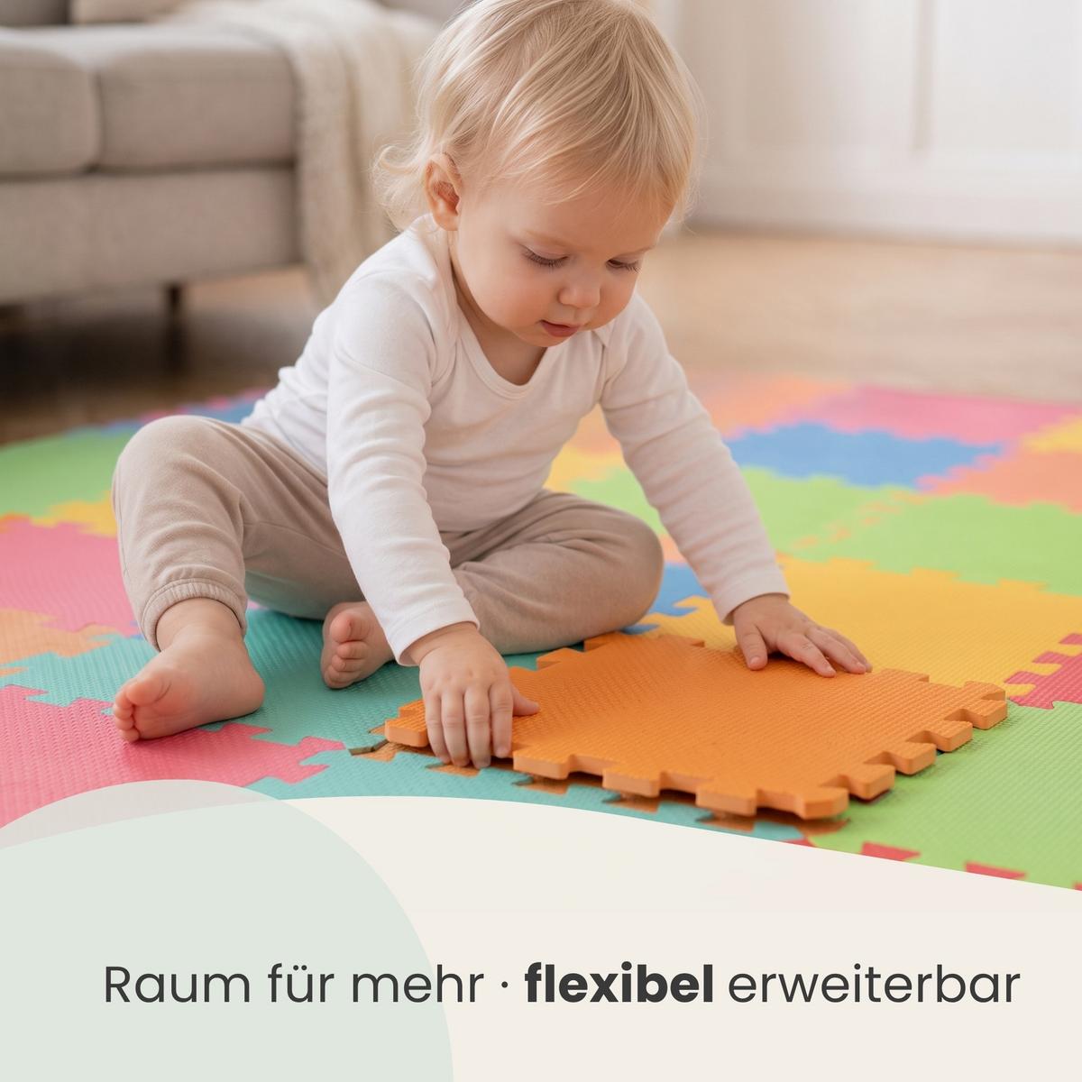 SPIELMATTE ab Null - 90 cm Baby Puzzlematte Bunt - Multicolor, Kunststoff (30/30cm) - Littletom