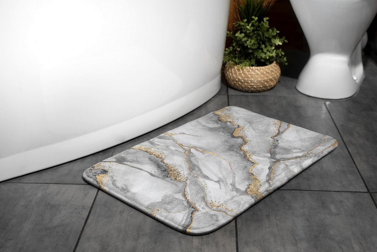 BADTEPPICH 75x45 cm Grauer Marmor - Grau, Textil (75/45cm) - TULUP