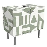WASCHBECKENUNTERSCHRANK Fliesen mit geometrischen Formen Grün Shabby 60/55/35 cm - Grün, Holzwerkstoff (60/55/35cm) - Bilderwelten