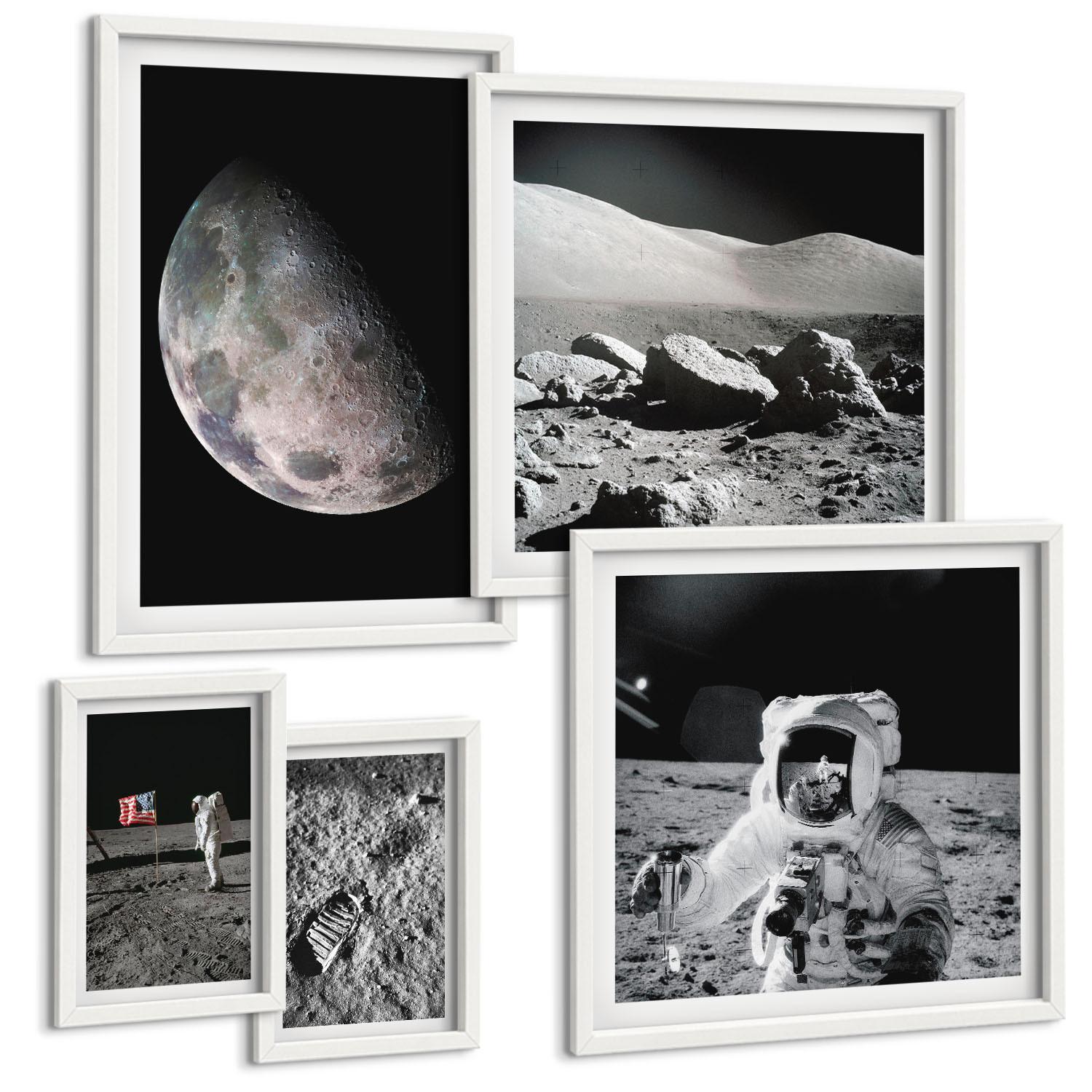 BILDER SET 5er Set - 50x50 cm & 20x30 cm & 40x60 cm Weißer Rahmen - Gemälde von Zitronenbäumen - Weiß, Kunststoff (40/60cm) - TULUP