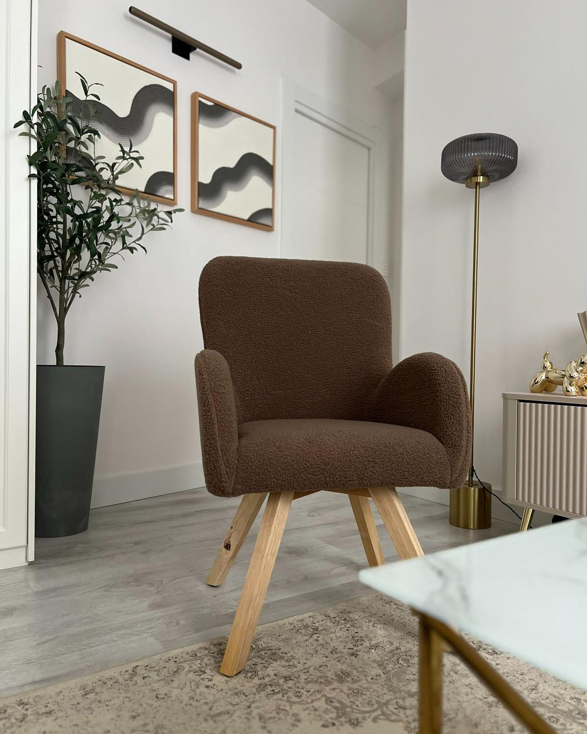 SESSEL Bouclé Braun Bjarn - Braun, Textil (60/90/55cm) - Beliani