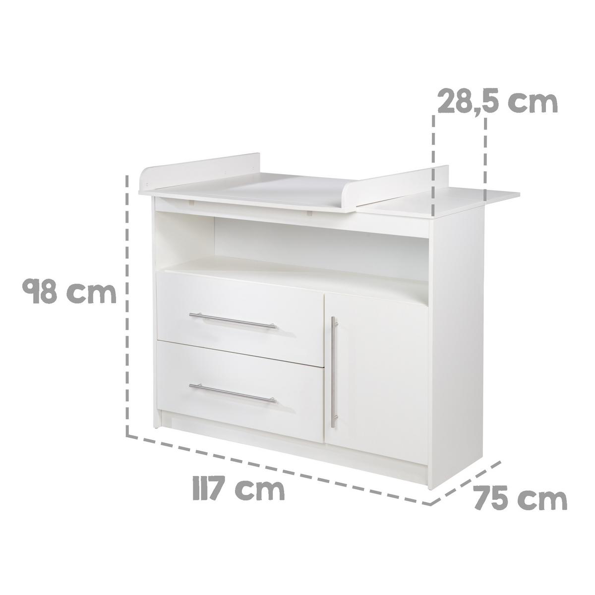 WICKELKOMMODE Maren - Weiß, Holzwerkstoff/Metall (117/98/75cm) - Roba