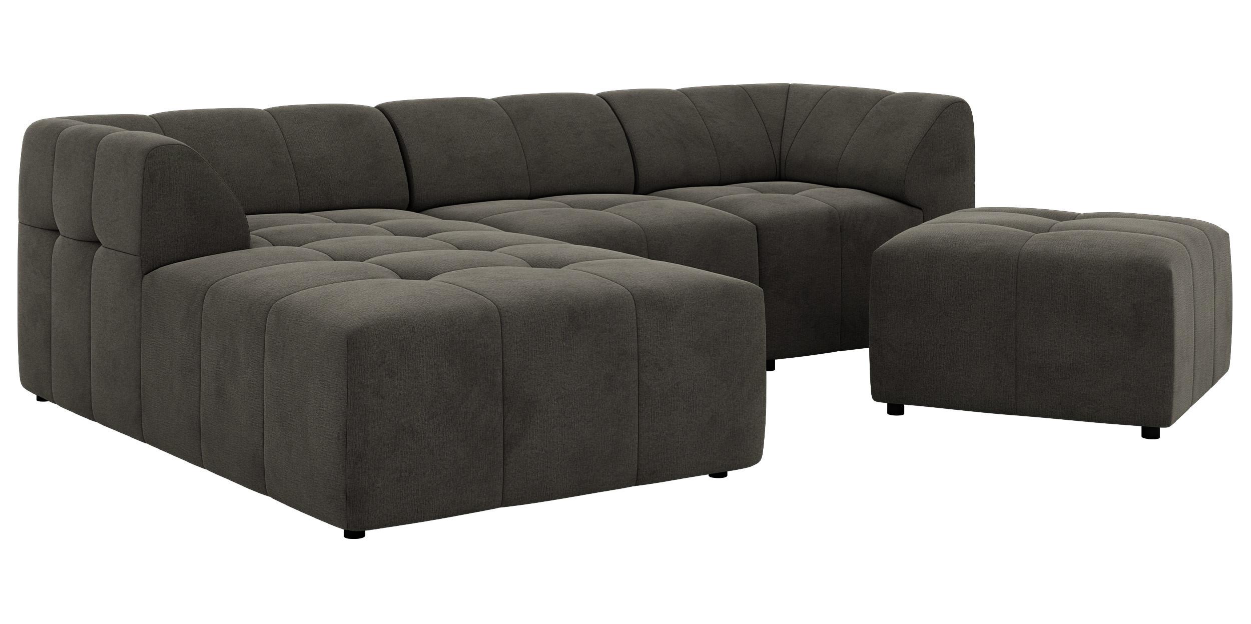 ECKSOFA VORITA L 4M - Dunkelgrau Velvet - Links Seite - Dunkelgrau/Schwarz, Kunststoff/Textil (267/176cm) - MKS