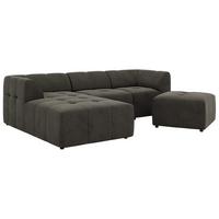 ECKSOFA VORITA L 4M - Dunkelgrau Velvet - Links Seite - Dunkelgrau/Schwarz, Kunststoff/Textil (267/176cm) - MKS