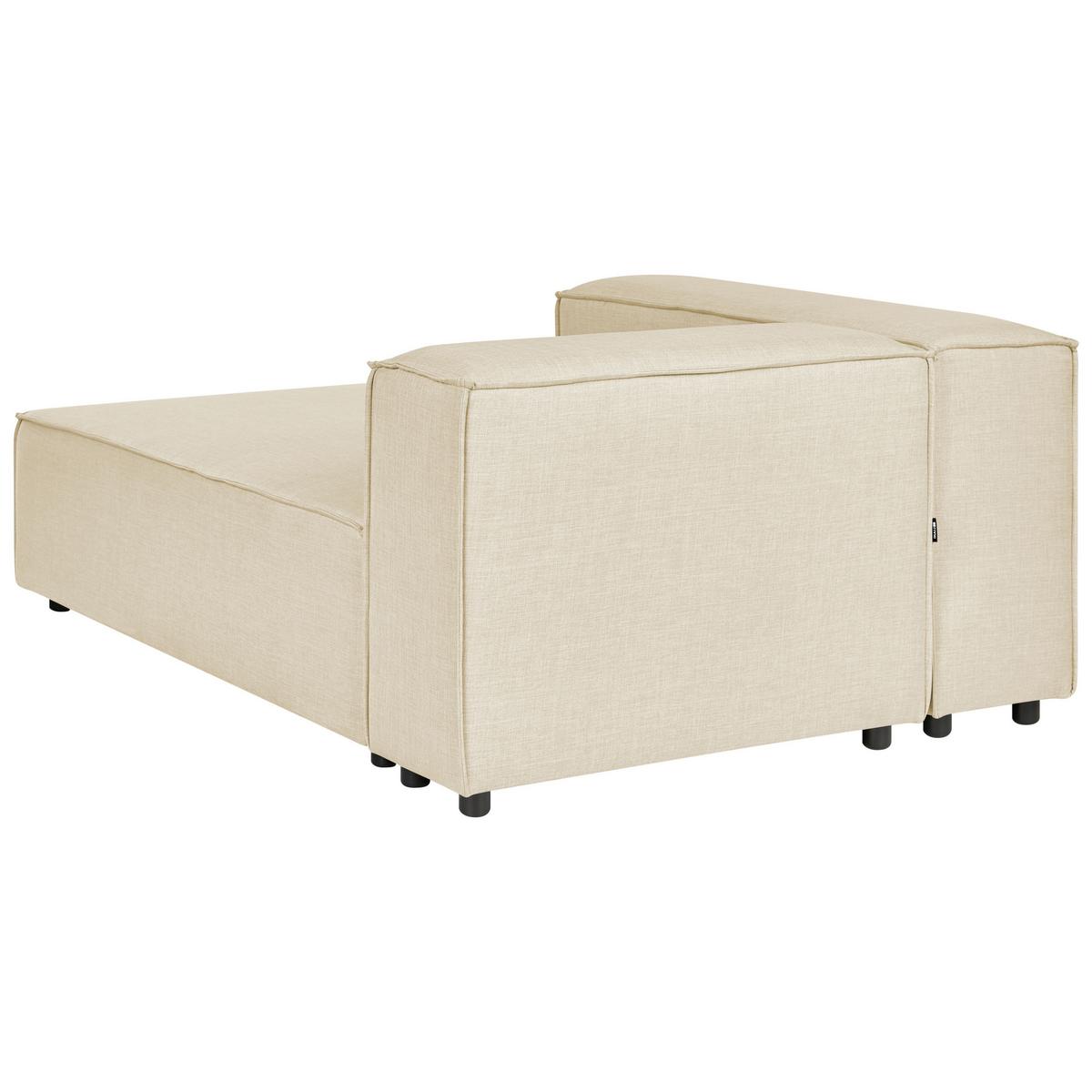 CHAISELONGUE Leinen beige rechtsseitig Aprica - Beige/Schwarz, Textil (119/68/180cm) - Beliani