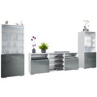WOHNWAND Granada Grau Hochglanz - Grau, Holzwerkstoff (286/122.5/35cm) - Vladon