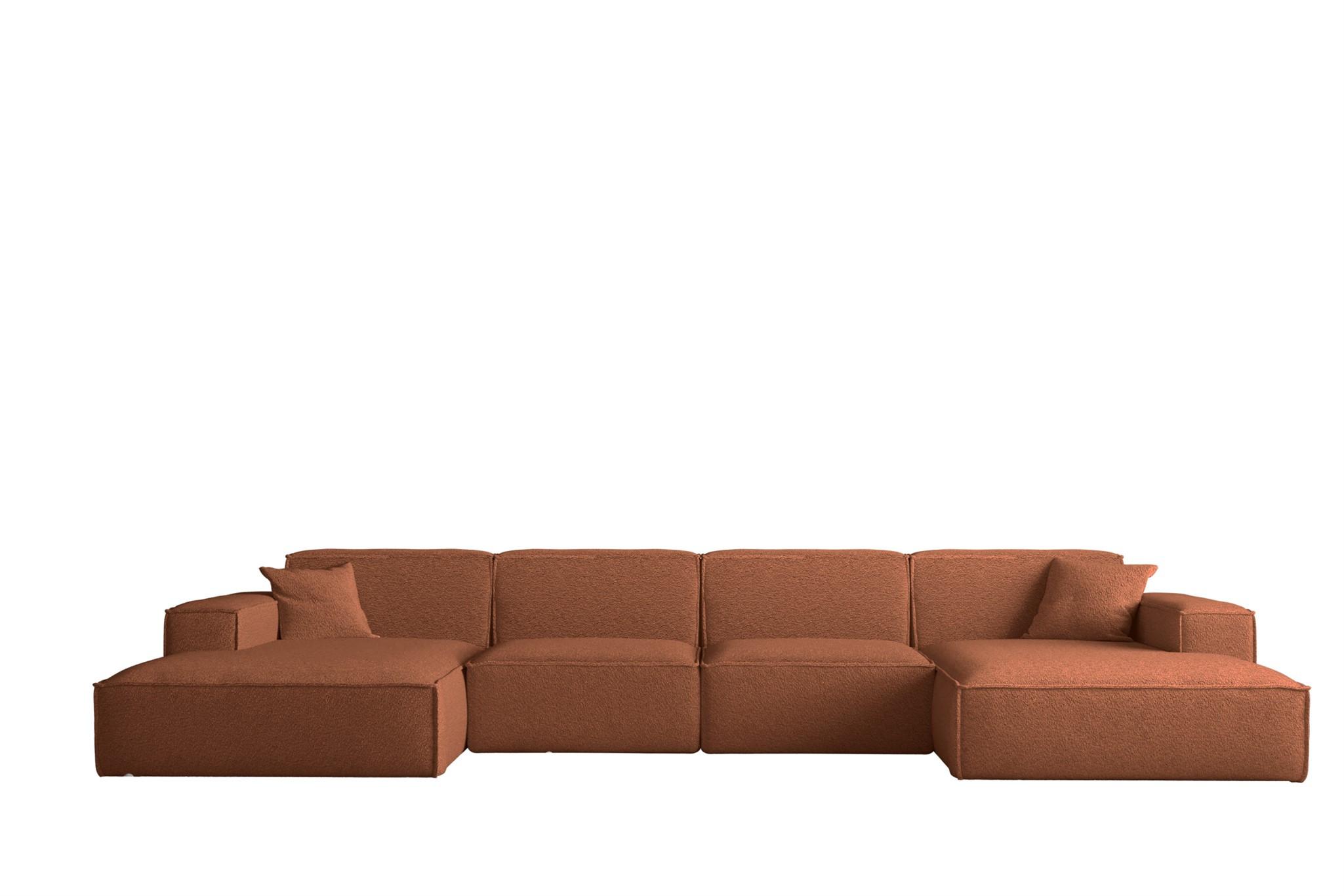 WOHNLANDSCHAFT Celes Premium Bukla - Kupferfarben, Holzwerkstoff/Textil (379/73/165cm) - Fun Möbel